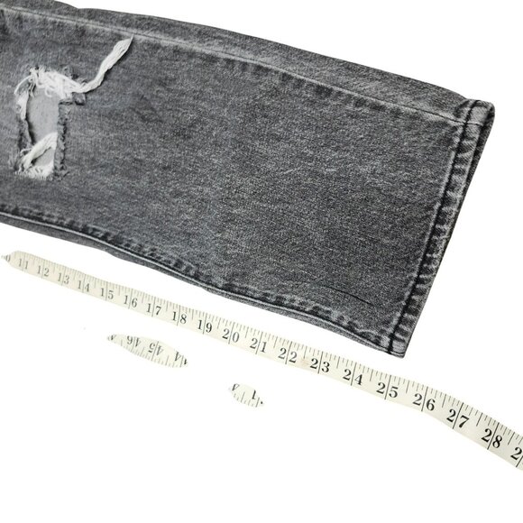 BGG Urban Outfitters Size 29 Straight Jean Black Button Fly Distressed High Rise - Picture 14 of 16